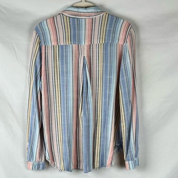 Bella Dahl Multicolored Striped Long Sleeve Button Down Shirt Large - Picture 2 of 11